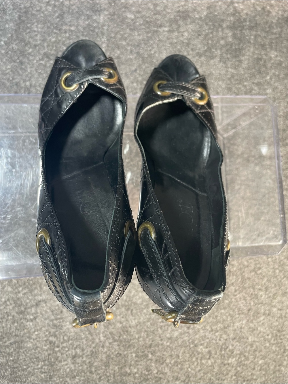 Christian Dior Cannage Black Leather High Heel Peep Toe Pumps SZ EU 36.5 US 6.5 - Picture 10 of 14